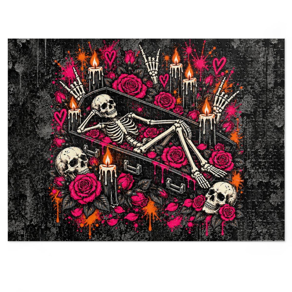 Dead & Unbothered Halloween Jigsaw Puzzle | Gothic Skeleton Statement Puzzle by Subbin4Sanity