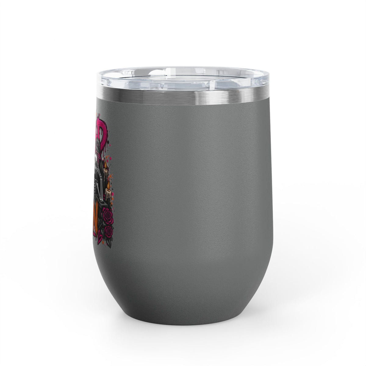Too Dead To Give A Damn 12oz Wine Tumbler | Sarcastic Gothic Stainless Steel Cup by Subbin4Sanity