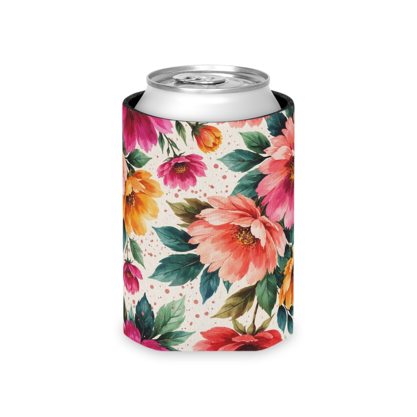 Electric Wildflower Garden Pattern – Splatter Bloom Collection — Lightweight Foam Grip Lined Koozie