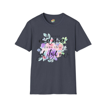 Mama Runs The Shitshow Graphic T-Shirt | Funny Mom Life Statement Tee by Subbin4Sanity