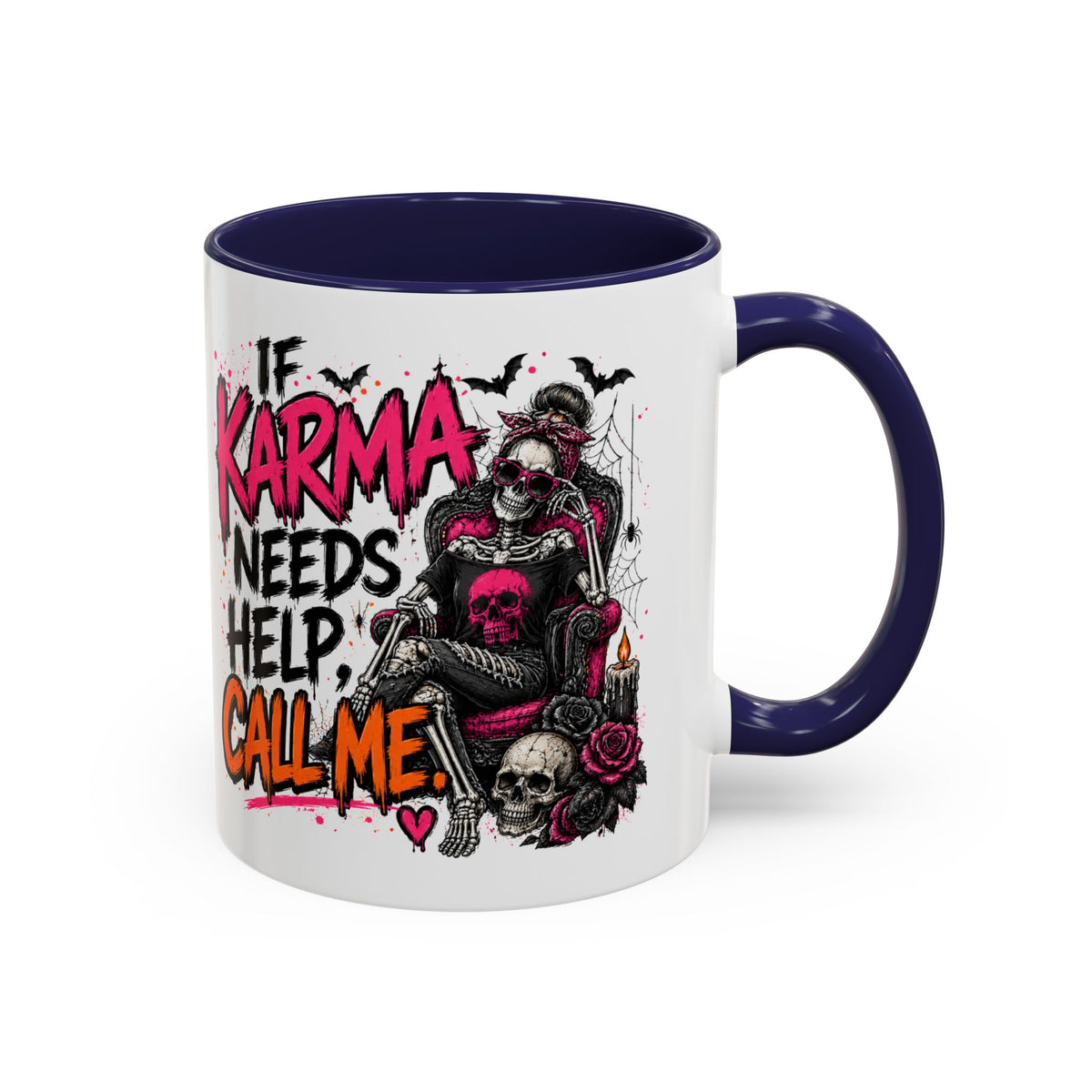 If Karma Needs Help Call Me Coffee Mug | Sarcastic Gothic Ceramic Mug by Subbin4Sanity