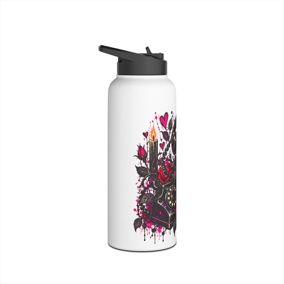 Karma’s Calling Stainless Steel Water Bottle | Gothic Skull & Telephone Insulated Bottle by Subbin4Sanity