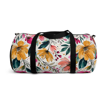 Modern Botanical Wildflower Pattern – Splatter Bloom Collection – Weekend Duffel Travel Bag