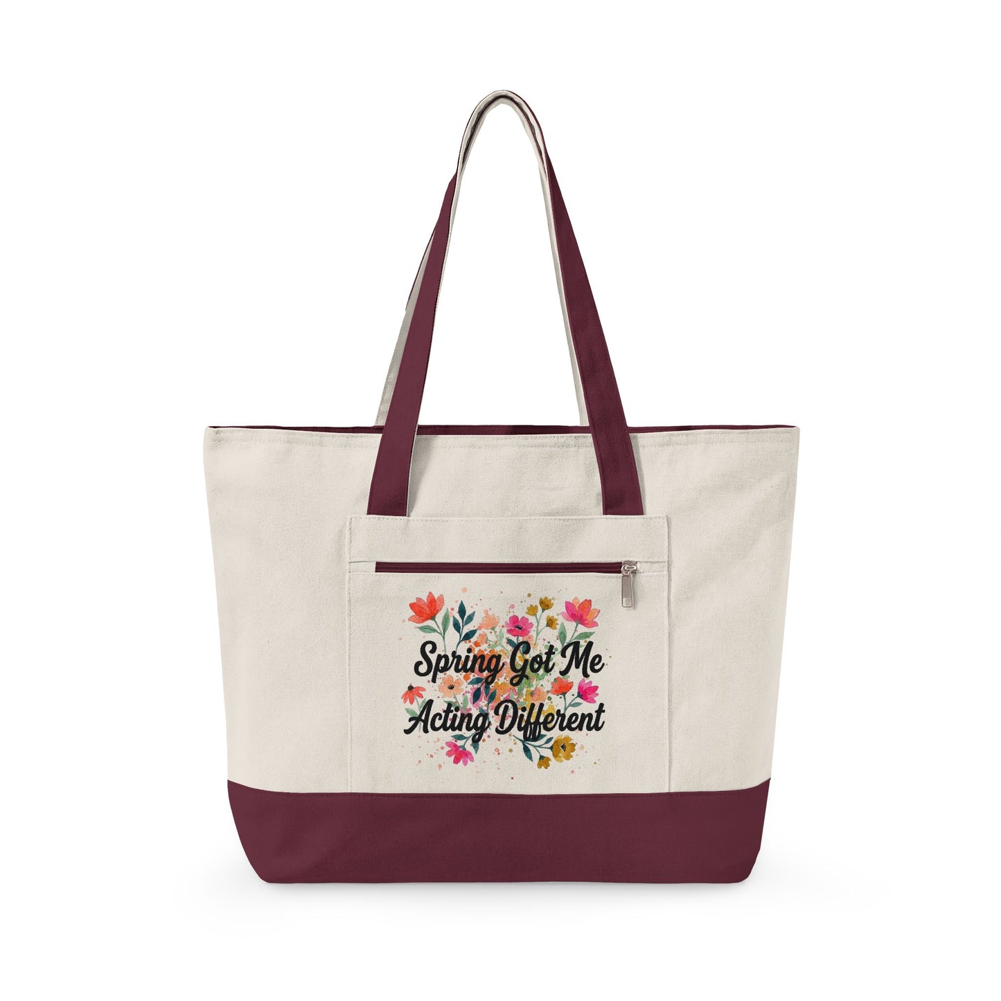"Sprong Got Me Acting Different" — Zippered Tote Bag