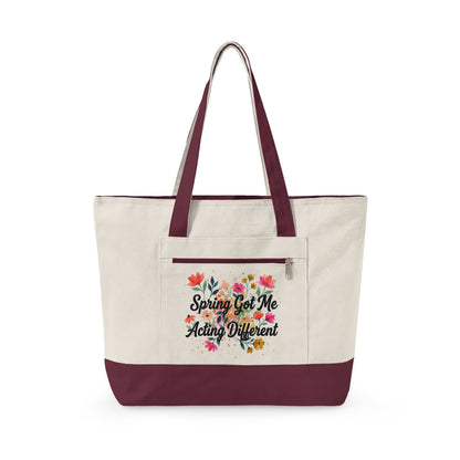 "Sprong Got Me Acting Different" — Zippered Tote Bag