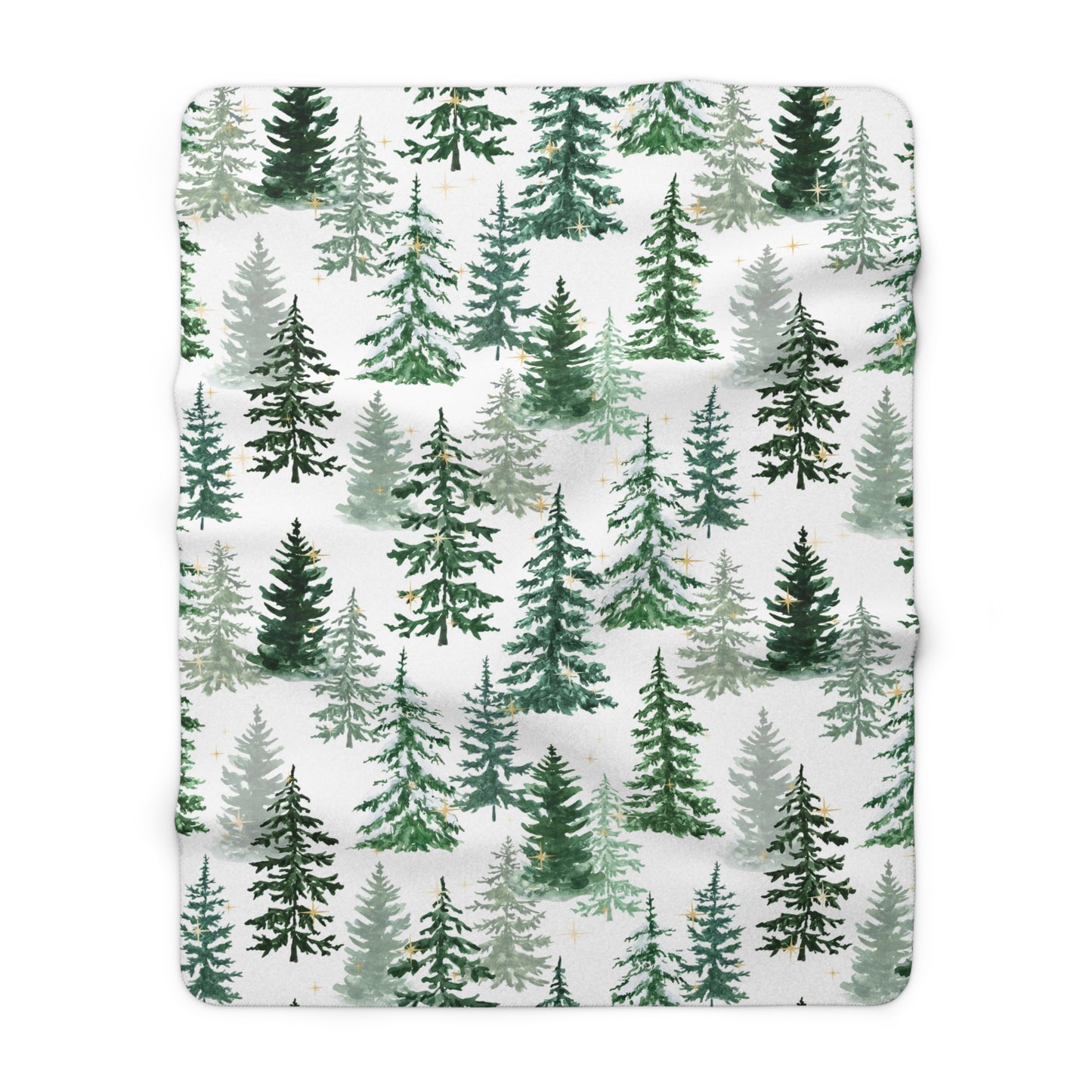 White Christmas sherpa fleece blanket with Christmas tree pattern