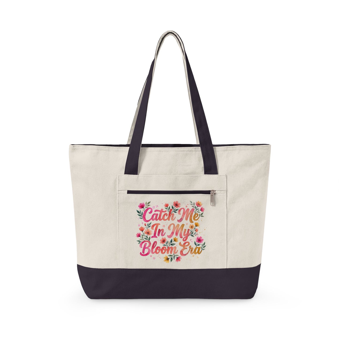 "Catch Me In My Bloom Era" — Zippered Tote Bag