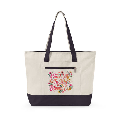 "Catch Me In My Bloom Era" — Zippered Tote Bag