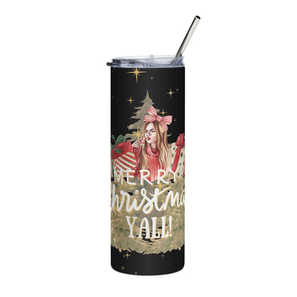 Christmas Tumbler 20oz — 'Merry Christmas Y'all' Holiday Stainless Steel Cup