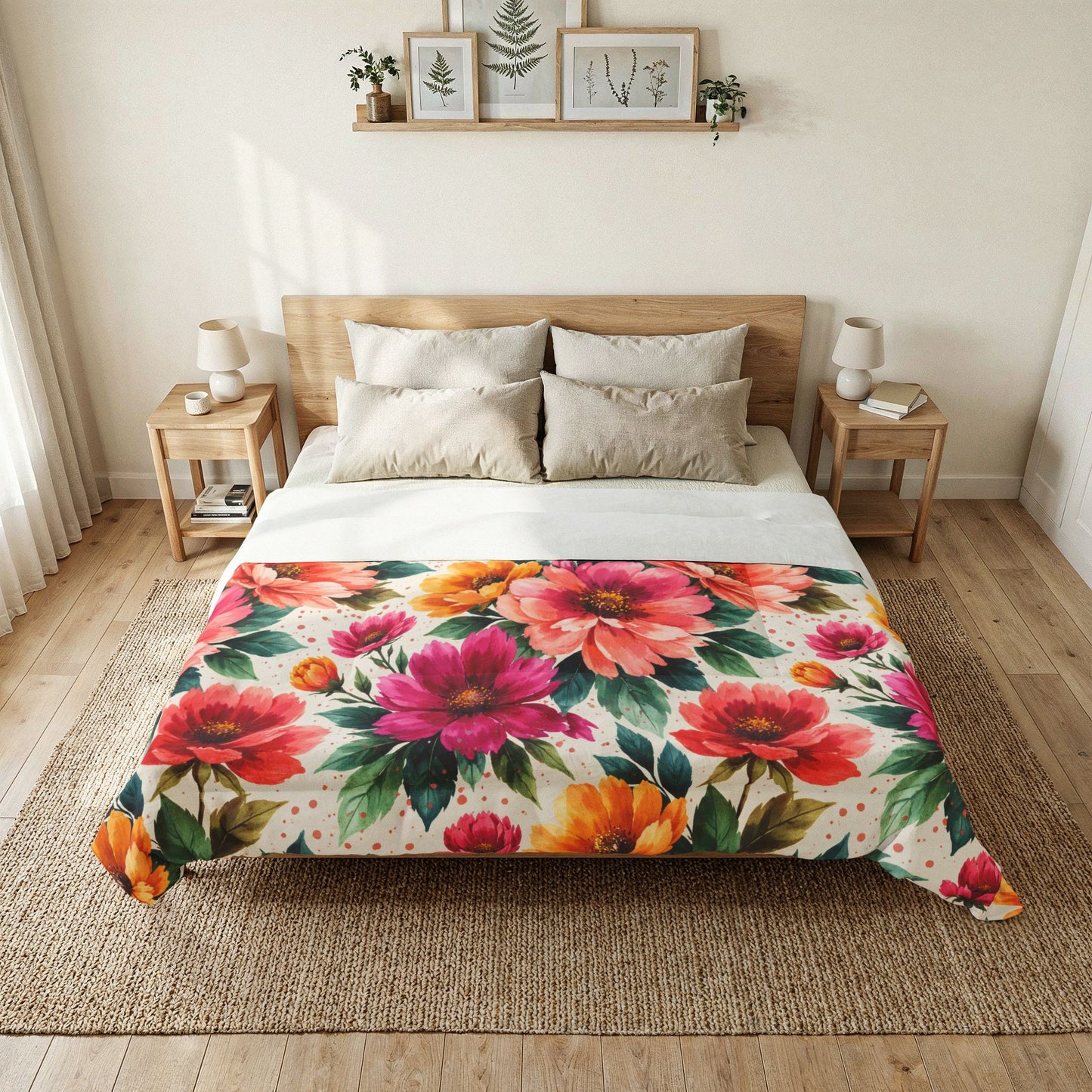 Electric Wildflower Garden Pattern – Splatter Bloom Collection – Comforter