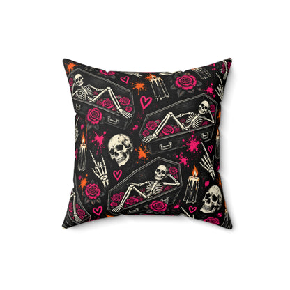 Too Dead To Give A Damn Double-Sided Pillowcase & Insert | Gothic Halloween Decor by Subbin4Sanity