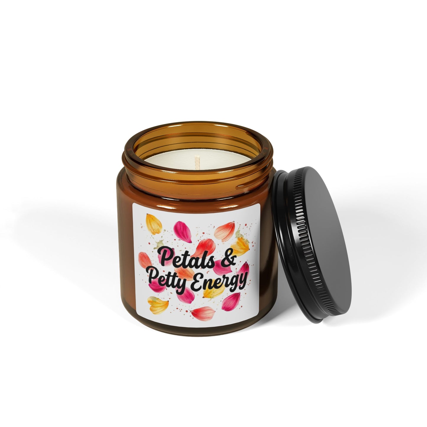 a"Petals & Petty Energy" - Scented Amber Jar Soy Candle