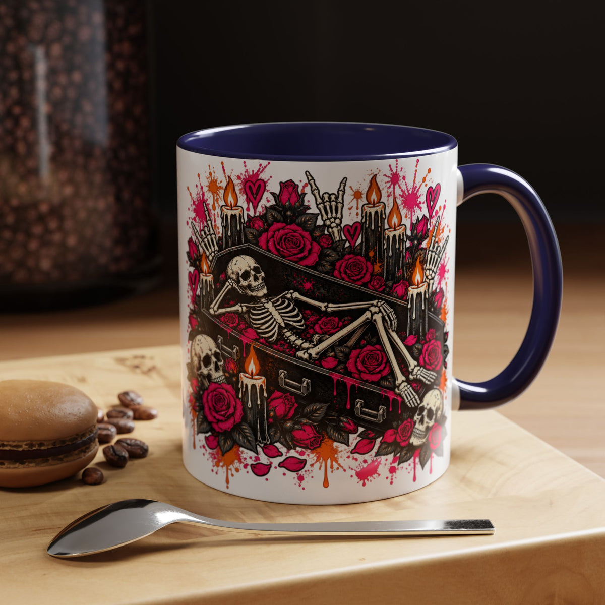 Dead & Unbothered Coffee Mug | Gothic Skeleton Ceramic Mug by Subbin4Sanity