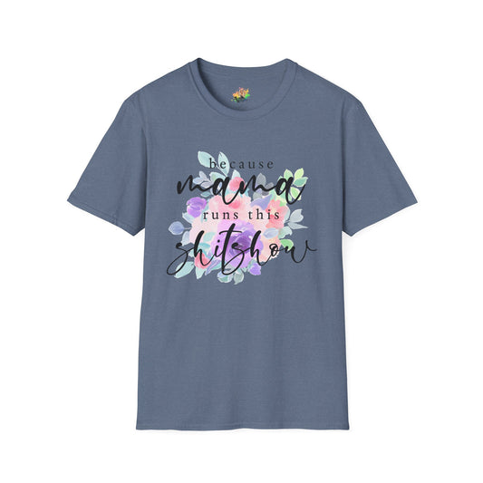 Mama Runs The Shitshow Graphic T-Shirt | Funny Mom Life Statement Tee by Subbin4Sanity