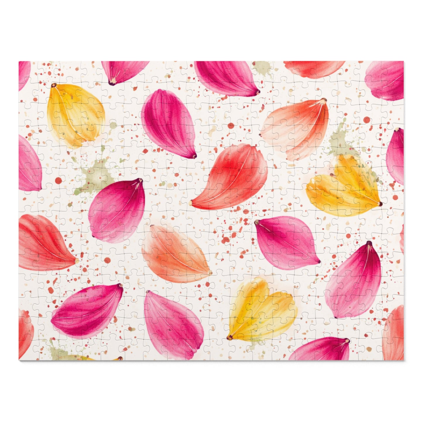 Watercolor Spring Petals Pattern – Splatter Bloom Collection – Puzzle & Tin Storage Box