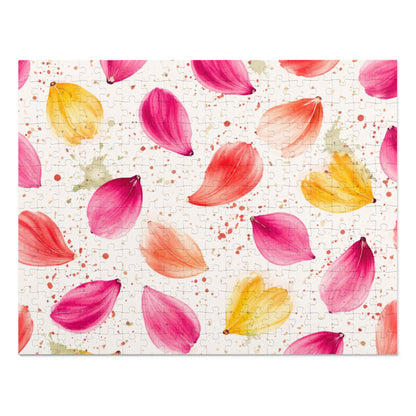 Watercolor Spring Petals Pattern – Splatter Bloom Collection – Puzzle & Tin Storage Box
