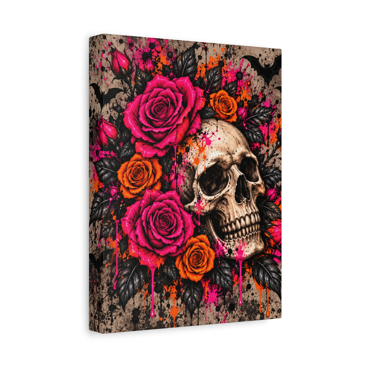 Deadly Blooms Halloween Canvas | Gothic Skull & Rose Wall Art by Subbin4Sanity