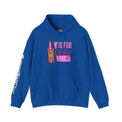 "V Is For Vodka" Valentines Hoodie – Cute Graphic Pullover | Unisex Cozy Valentine’s Day Hoodie
