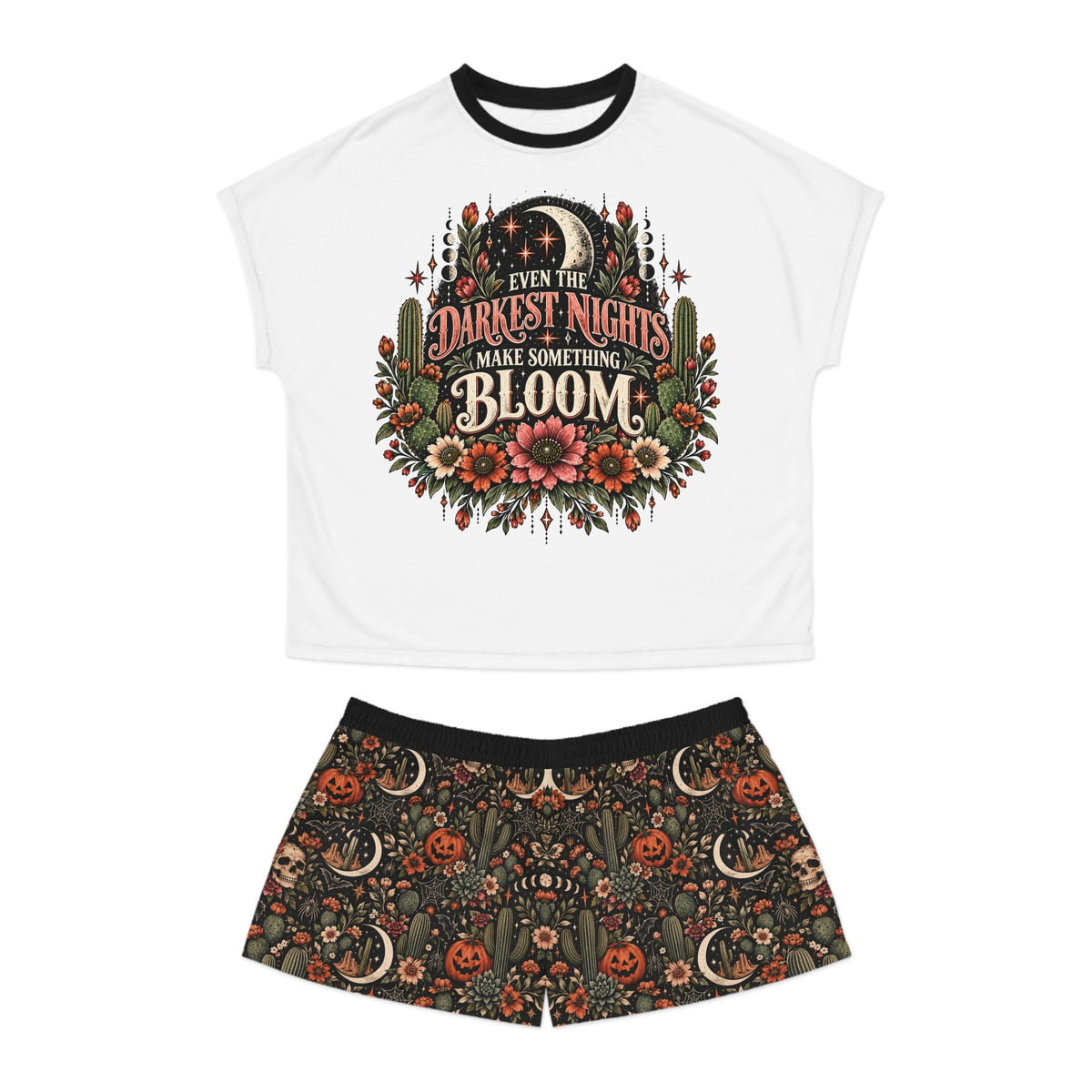 Even In The Darkest Nights We Are Meant To Bloom Pajama Set | Desert Eclipse Boho Halloween Sleepwear by Subbin4Sanity