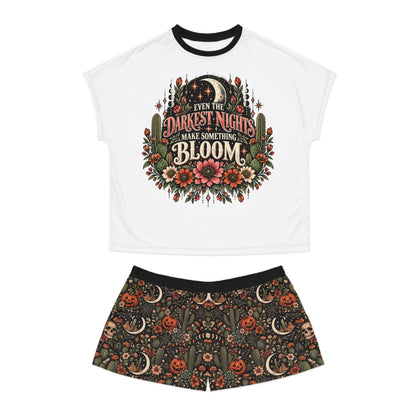 Even In The Darkest Nights We Are Meant To Bloom Pajama Set | Desert Eclipse Boho Halloween Sleepwear by Subbin4Sanity