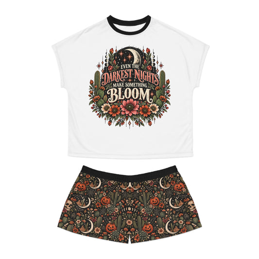 Even In The Darkest Nights We Are Meant To Bloom Pajama Set | Desert Eclipse Boho Halloween Sleepwear by Subbin4Sanity