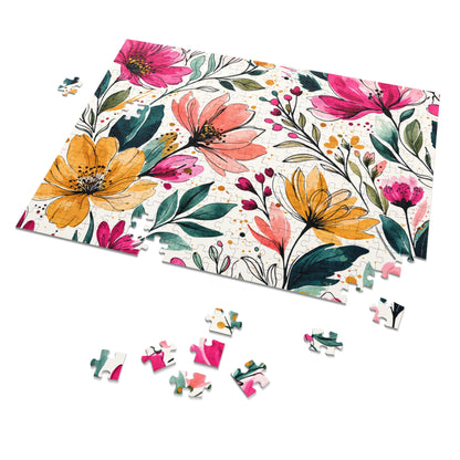 aModern Botanical Wildflower Pattern – Splatter Bloom Collection – Puzzle & Tin Storage Box
