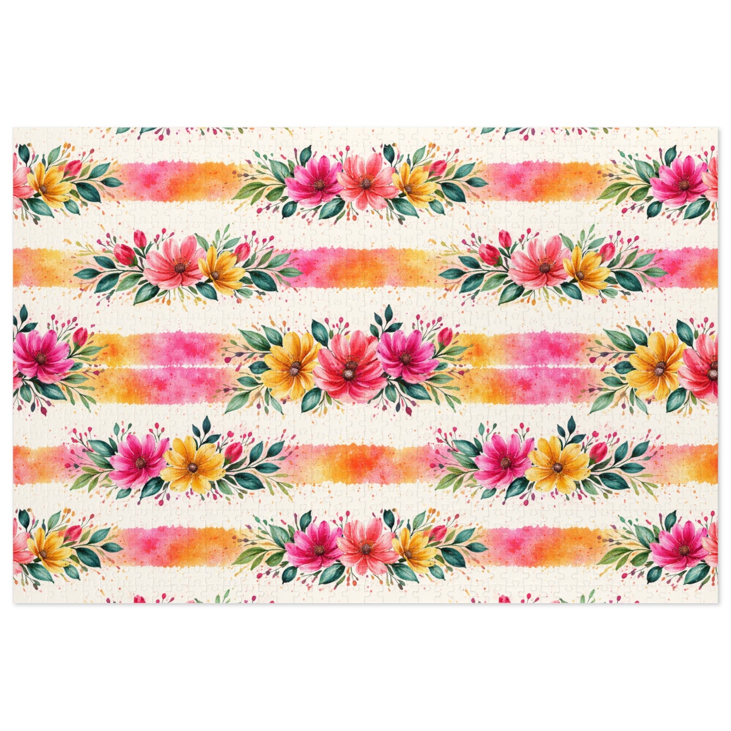 Wildflower Garden Stripe Pattern – Splatter Bloom Collection – Puzzle & Tin Storage Box
