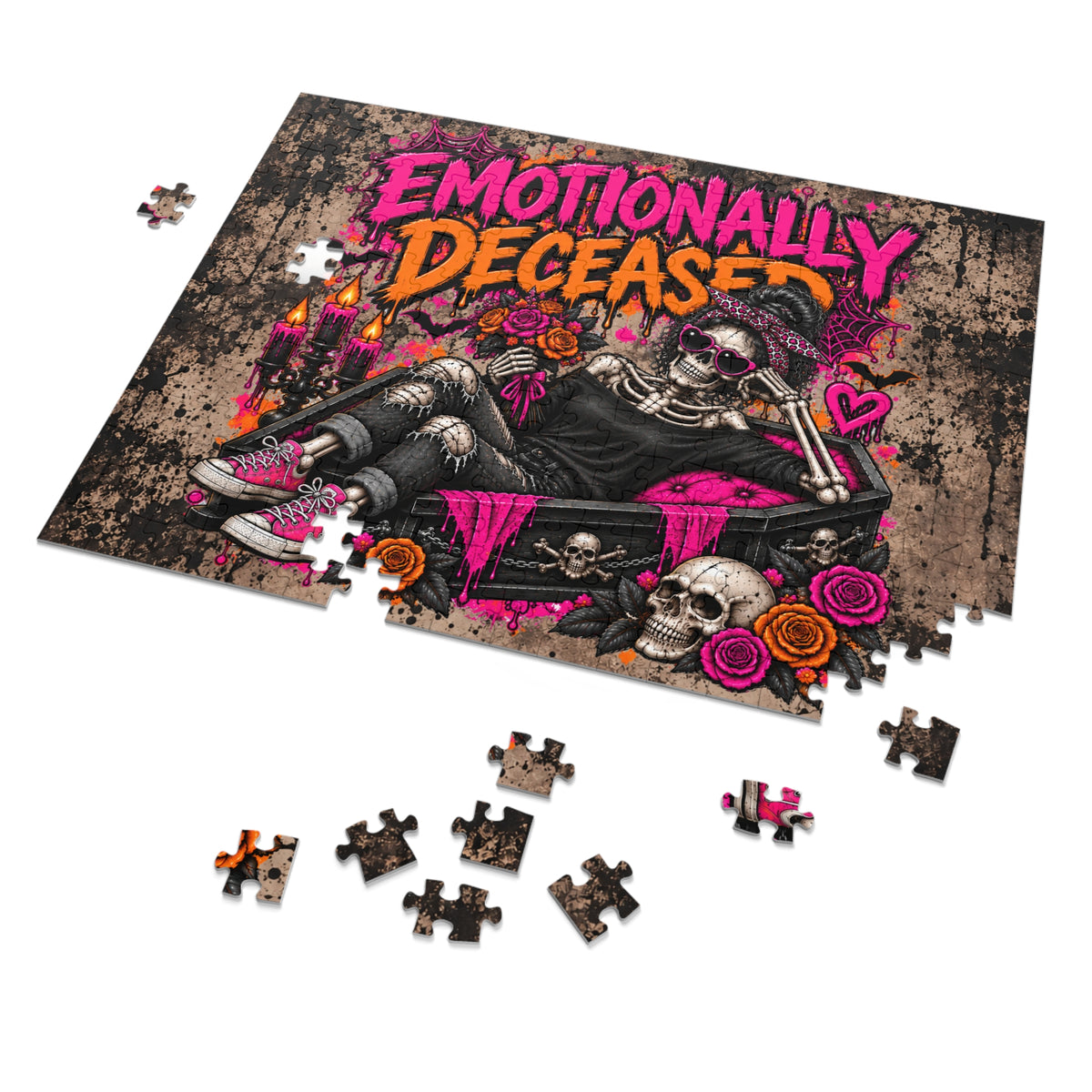 Emotionally Deceased Halloween Jigsaw Puzzle | Dark Humor Gothic Puzzle by Subbin4Sanity