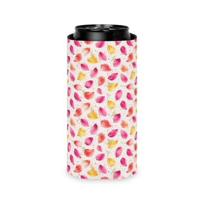 Watercolor Spring Petals Pattern – Splatter Bloom Collection — Lightweight Foam Grip Lined Koozie