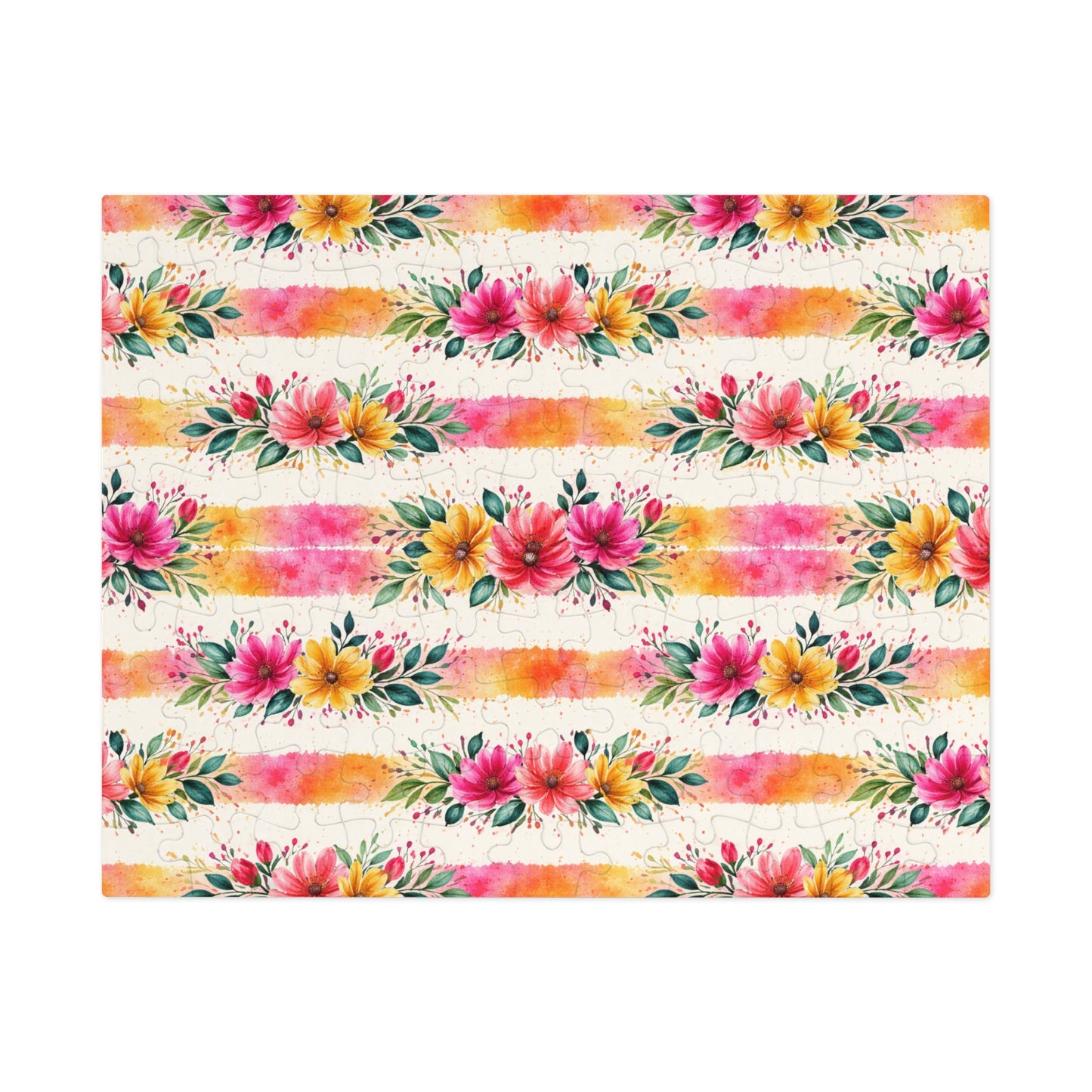 Wildflower Garden Stripe Pattern – Splatter Bloom Collection – Puzzle & Tin Storage Box