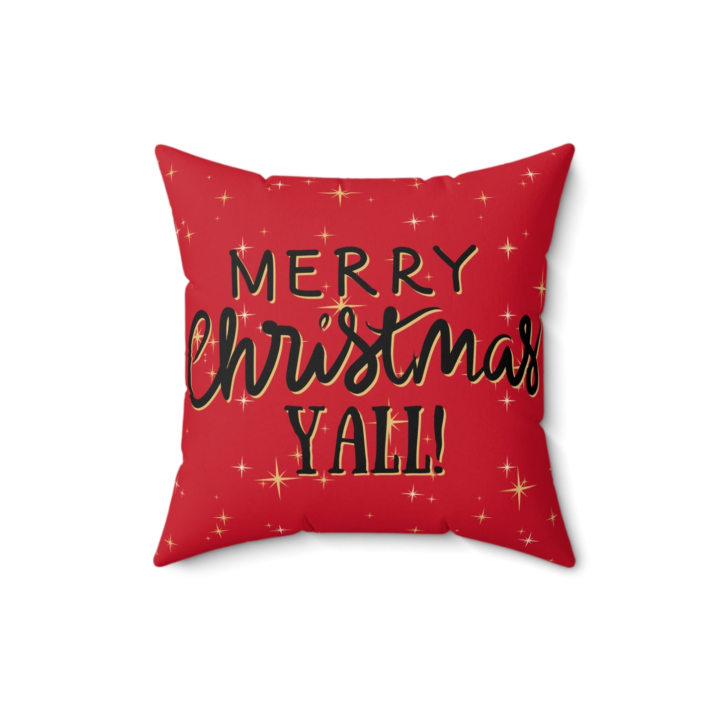 Christmas red Pillowcase & Pillow Insert with star pattern "merry chritmas yall"