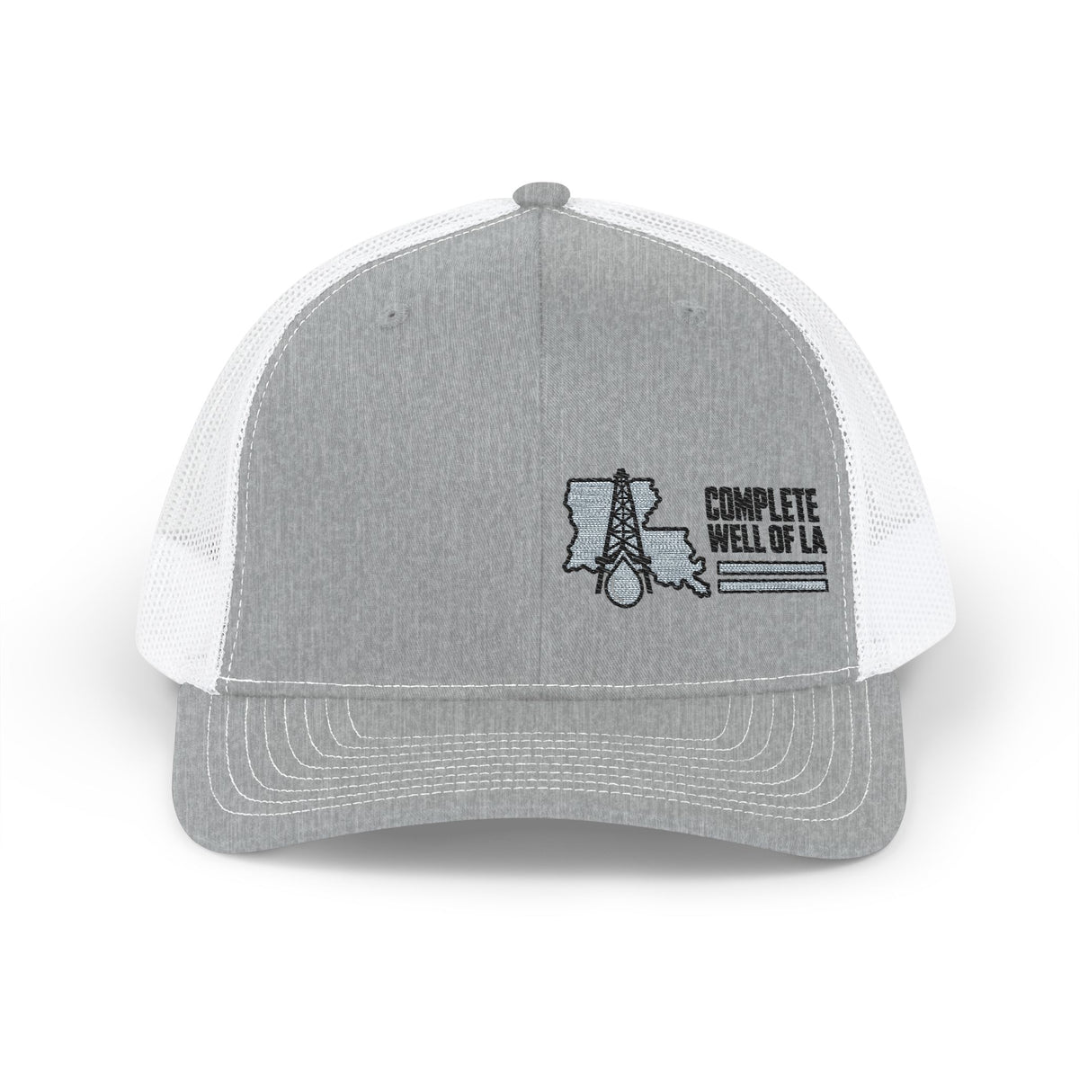 Complete Well of LA Custom Snapback Trucker Hat | Grey/Black Side Logo Embroidery by Subbin4Sanity