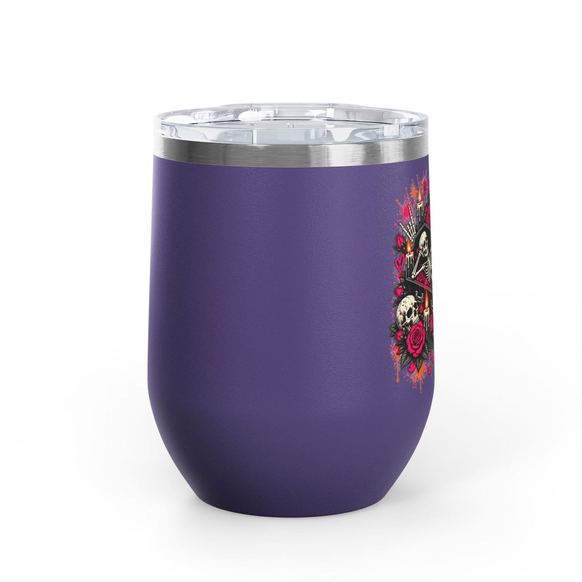 Dead & Unbothered 12oz Wine Tumbler | Gothic Skeleton Stainless Steel Cup by Subbin4Sanity