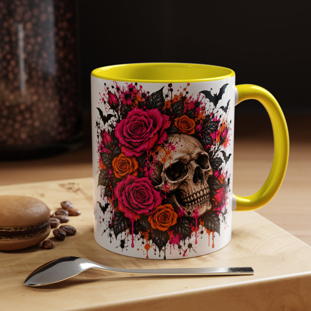 Deadly Blooms Coffee Mug | Gothic Floral Skull Ceramic Mug by Subbin4Sanity