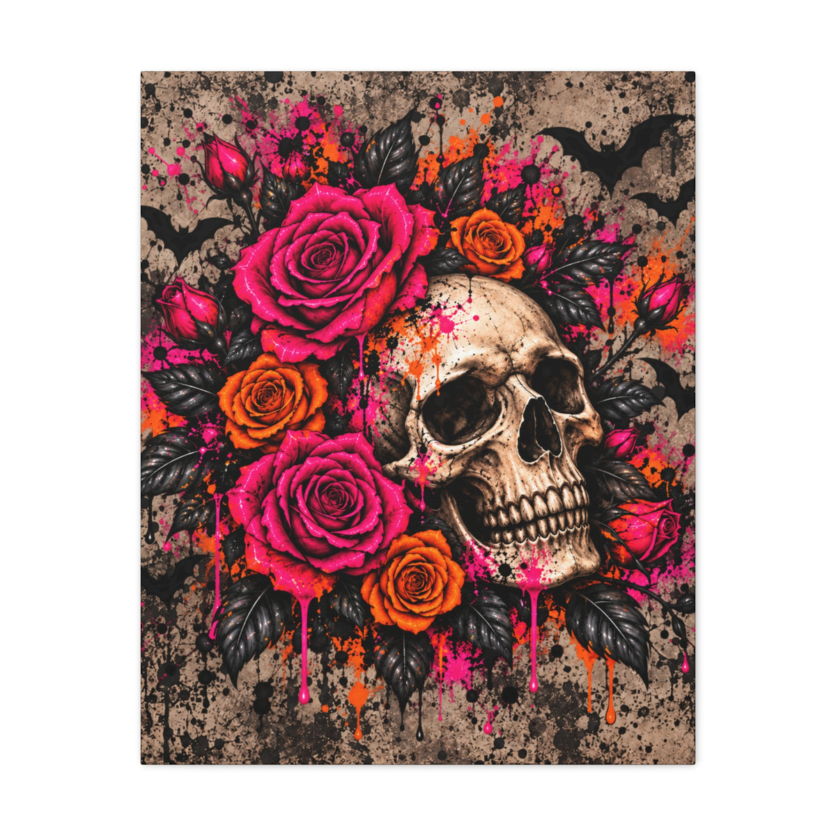 Deadly Blooms Halloween Canvas | Gothic Skull & Rose Wall Art by Subbin4Sanity