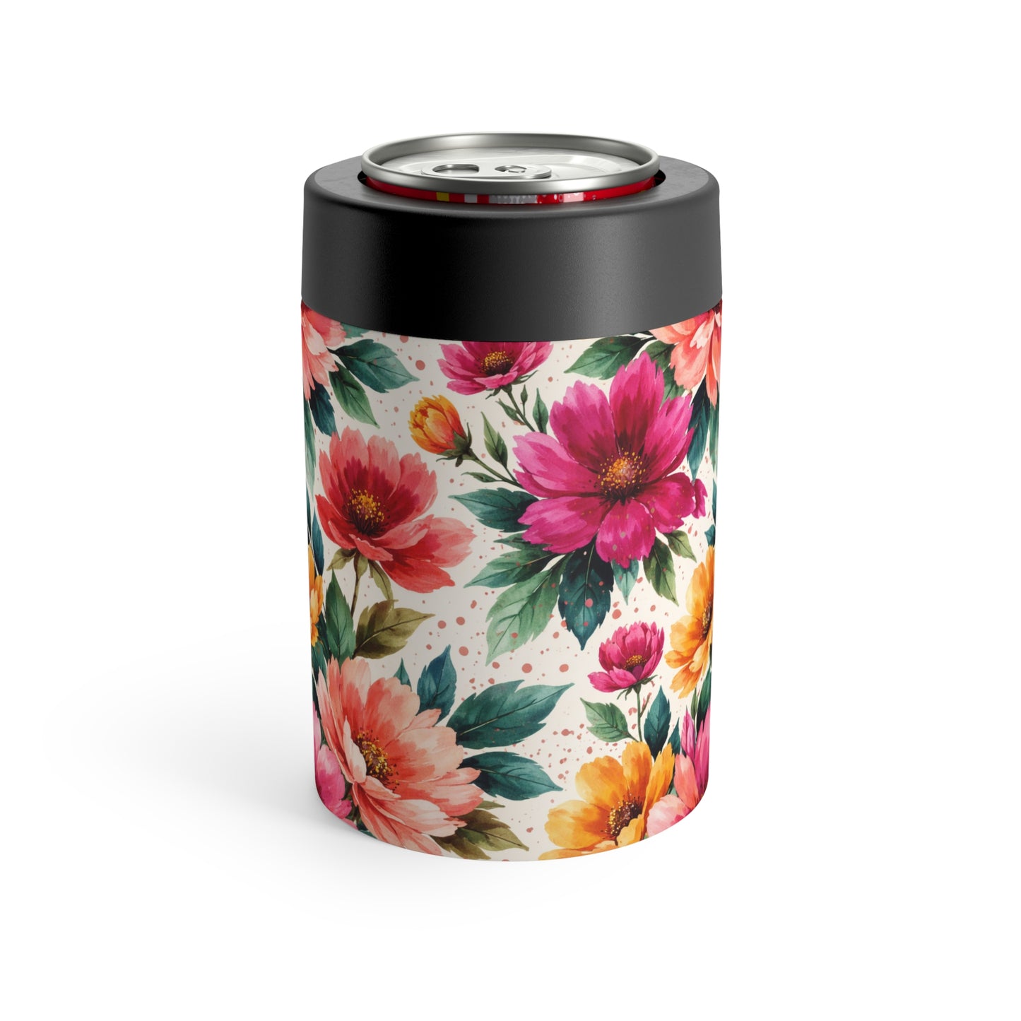 Electric Wildflower Garden Pattern – Splatter Bloom Collection – 12oz Insulated Stainless Steel Koozie