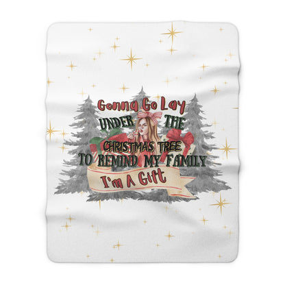 White Christmas sherpa fleece blanket with funny holiday quote