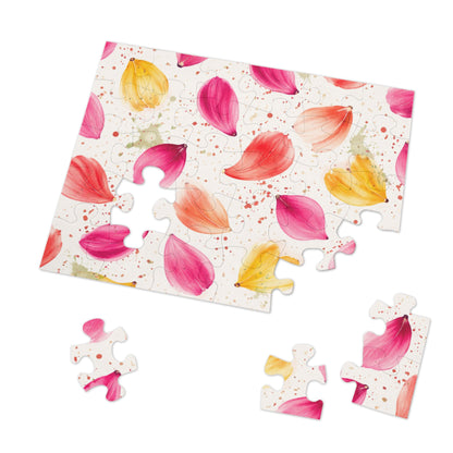 Watercolor Spring Petals Pattern – Splatter Bloom Collection – Puzzle & Tin Storage Box