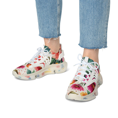 Electric Wildflower Garden Pattern – Splatter Bloom Collection — Lightweight Women's Breathable Athletic Mesh Sneakers