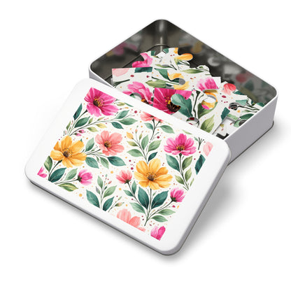 Watercolor Wildflower Garden Pattern – Splatter Bloom Collection – Puzzle & Tin Storage Box