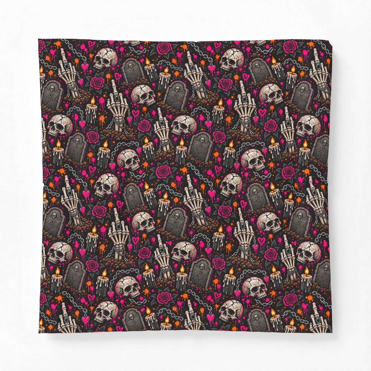 Dirt & Defiance Comforter | Gothic Halloween Bedding with Skulls, Tombstones & Roses by Subbin4Sanity