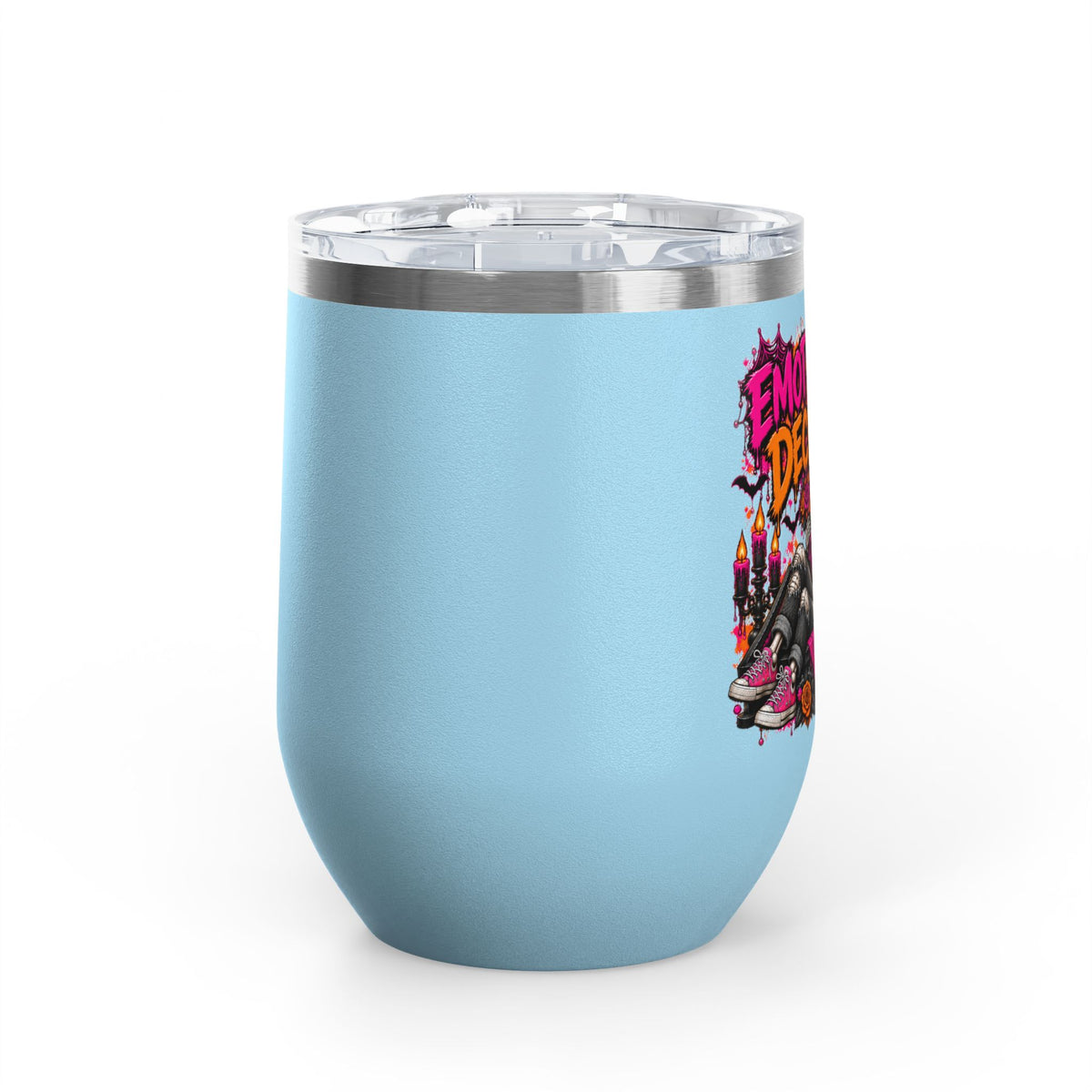 Emotionally Deceased 12oz Wine Tumbler | Dark Humor Gothic Stainless Steel Cup by Subbin4Sanity