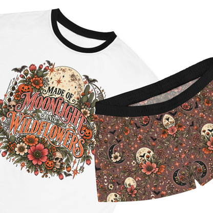 Even The Darkest Nights Make Something Bloom Pajama Set | Midnight Wildflowers Boho Halloween Sleepwear by Subbin4Sanity