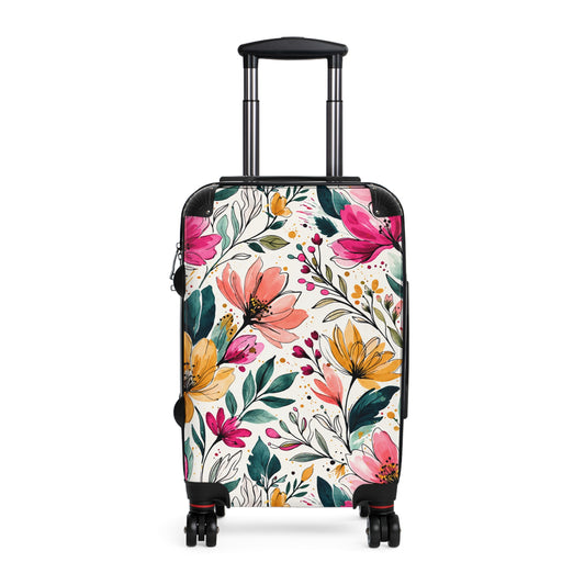 Modern Botanical Wildflower Pattern – Splatter Bloom Collection – Carry-On Travel Luggage Suitcase