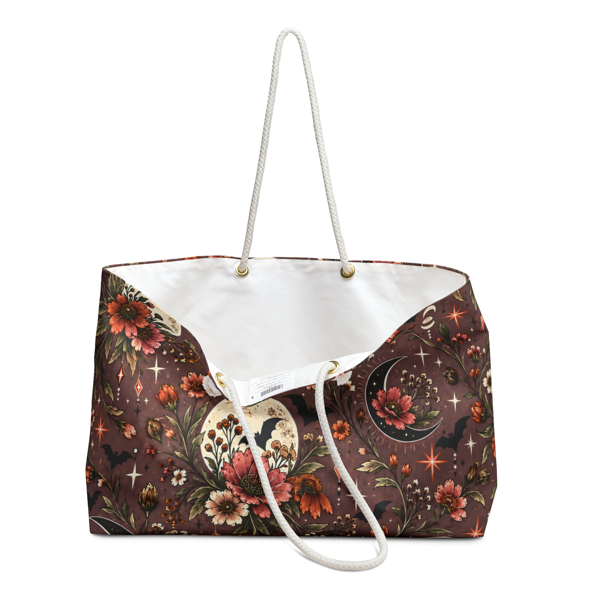 Midnight Wildflowers Weekender Bag | Boho Halloween Floral Travel Tote by Subbin4Sanity