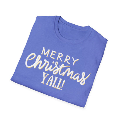 Merry Christmas Y’all Text Graphic T-Shirt | Southern Holiday Tee by Subbin4Sanity
