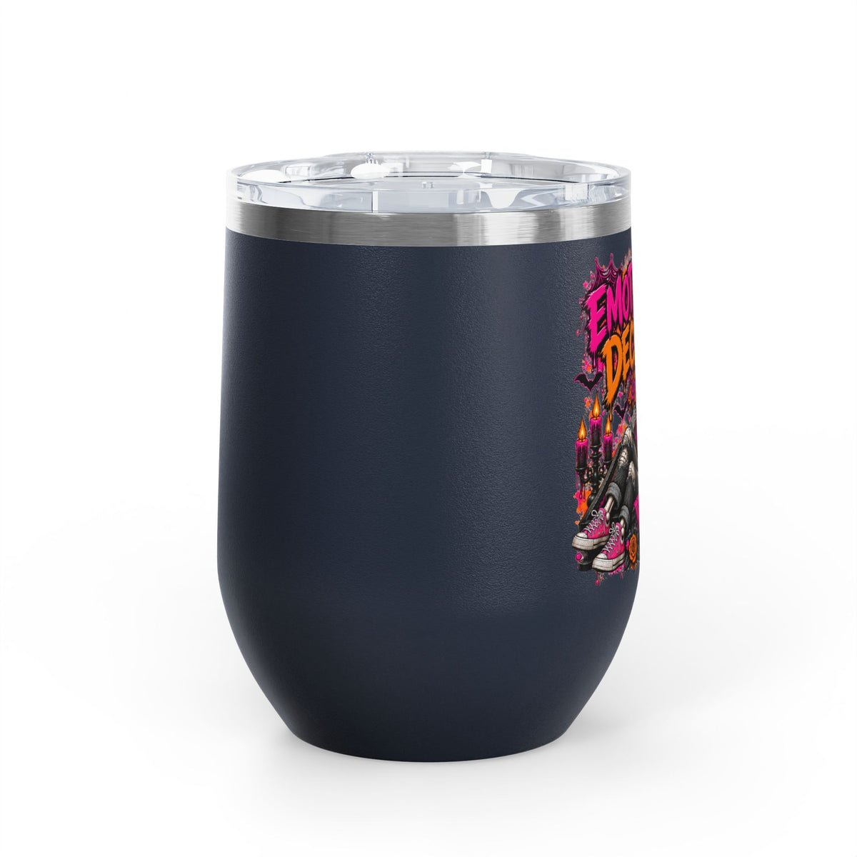 Emotionally Deceased 12oz Wine Tumbler | Dark Humor Gothic Stainless Steel Cup by Subbin4Sanity