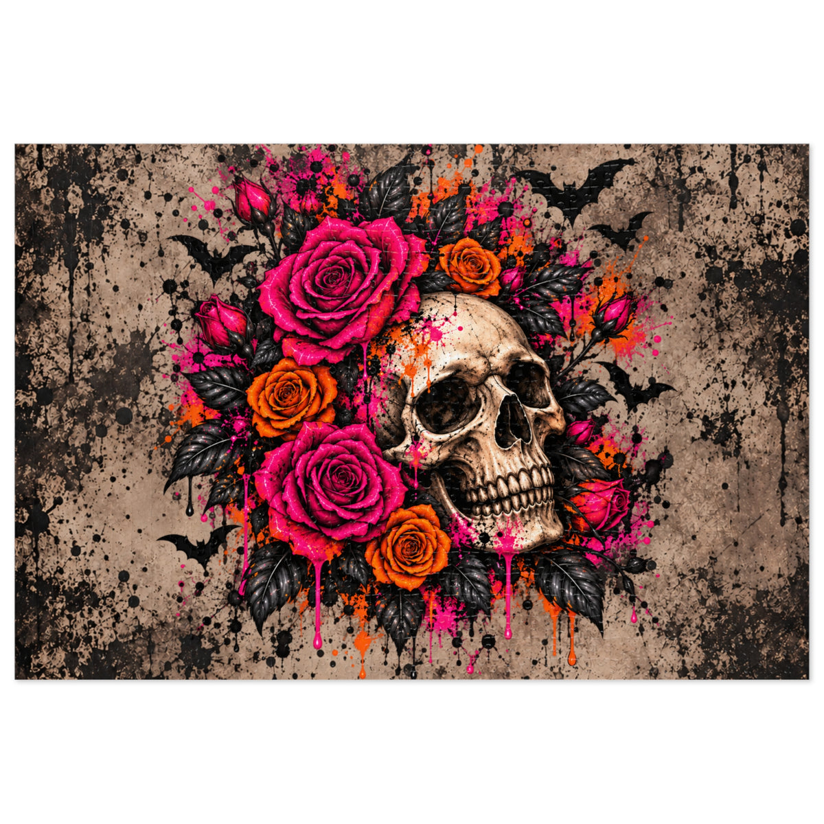 Deadly Blooms Halloween Jigsaw Puzzle | Gothic Floral Skull Puzzle by Subbin4Sanity