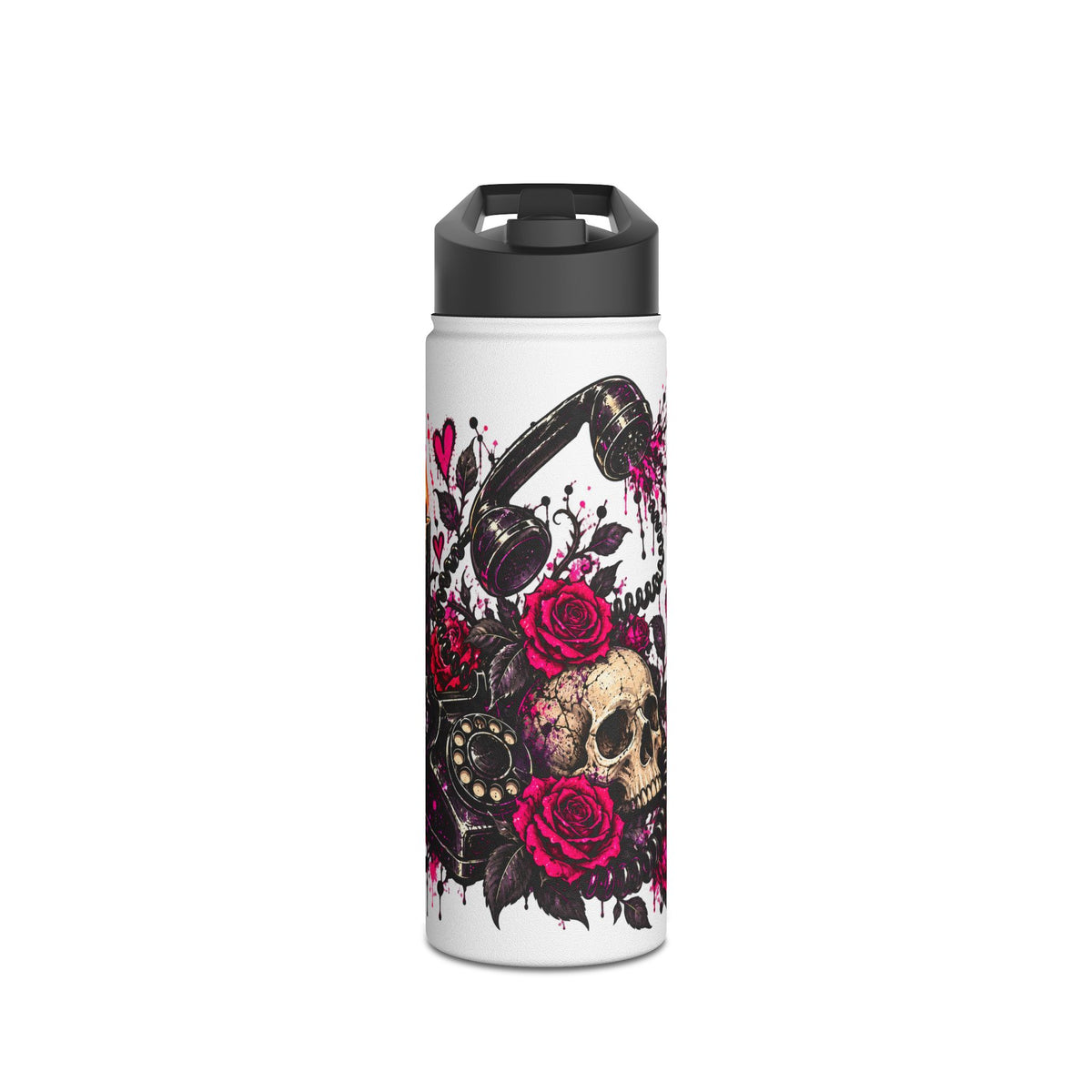 Karma’s Calling Stainless Steel Water Bottle | Gothic Skull & Telephone Insulated Bottle by Subbin4Sanity