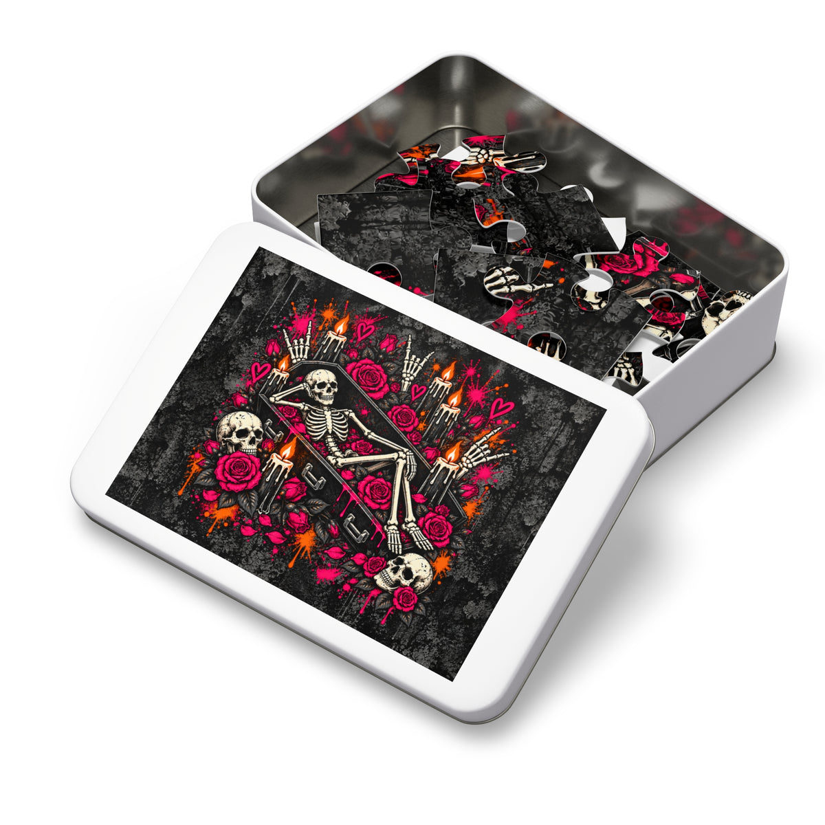 Dead & Unbothered Halloween Jigsaw Puzzle | Gothic Skeleton Statement Puzzle by Subbin4Sanity